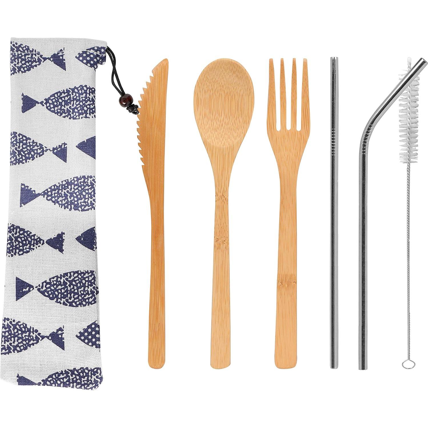 Conjunto de Cubiertos de Bambú UPTRUST 6 Piezas con Estuche