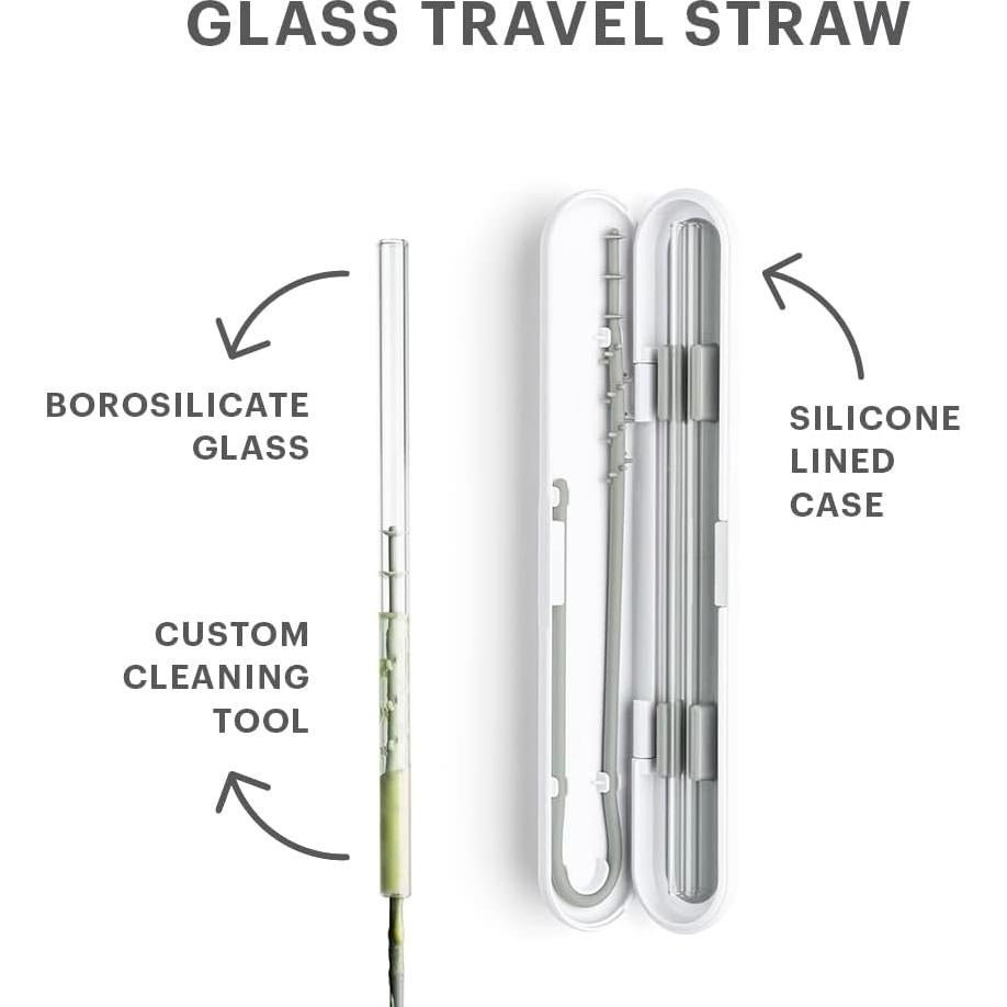 Vaso Popote de Vidrio Soma con Estuche de Silicona 20.3 cm