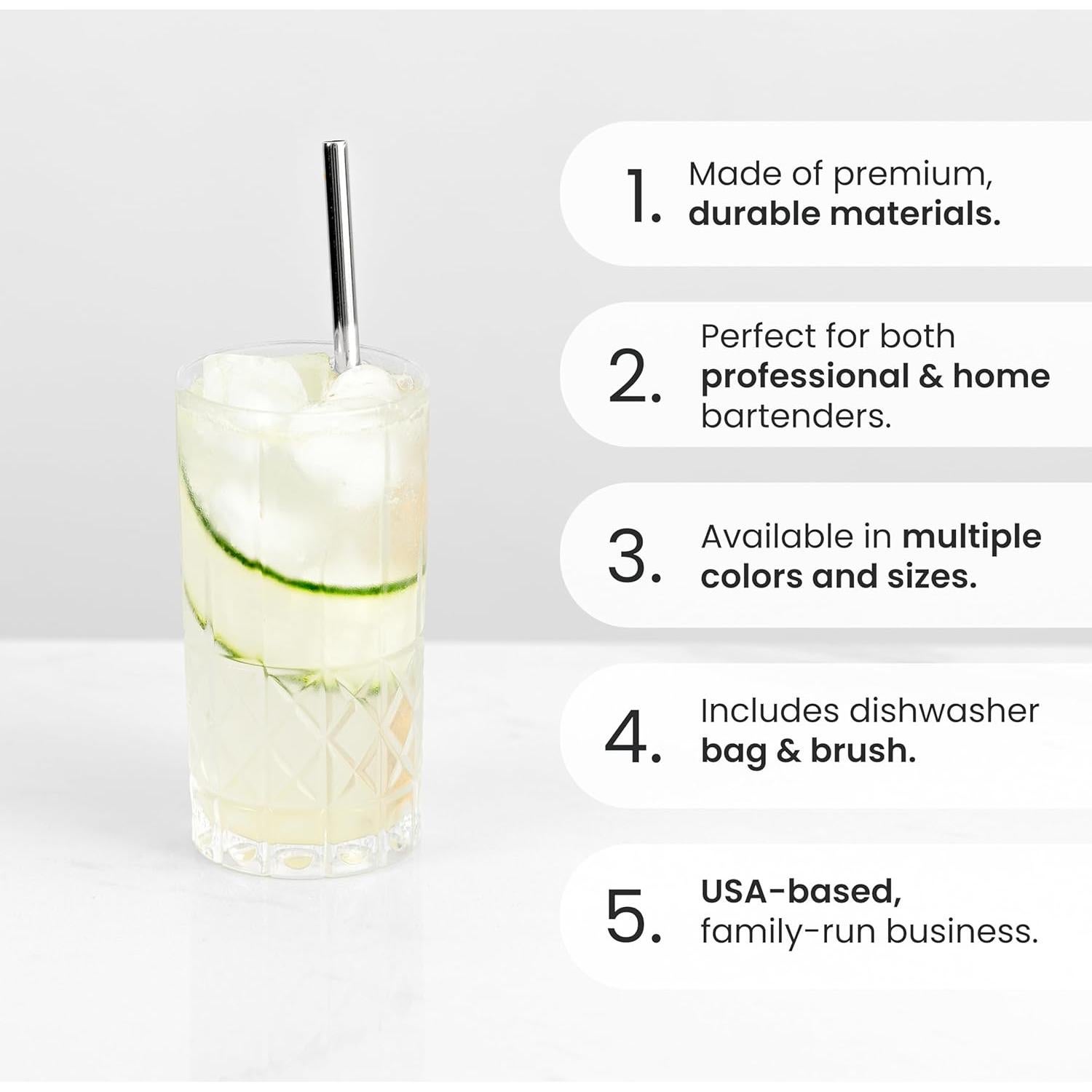 Set de 19 Pajitas Reutilizables Acero Inoxidable A Bar Above