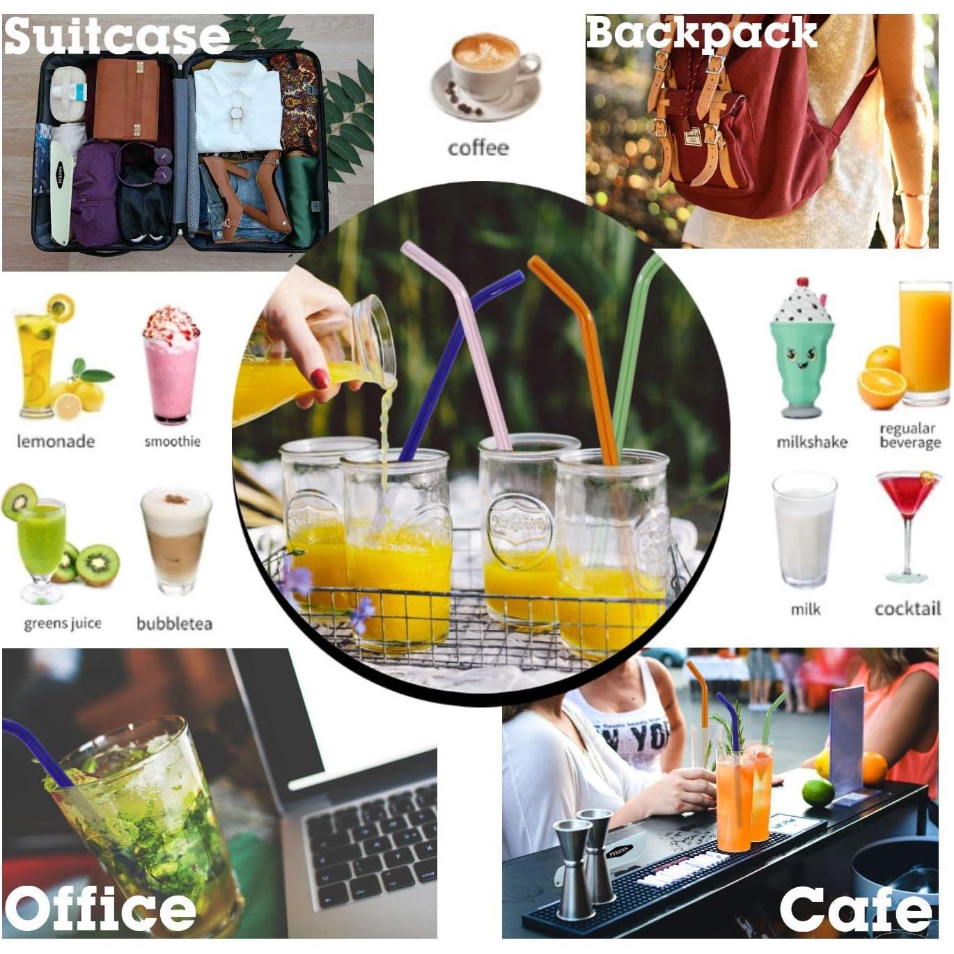 Set de Popotes de Vidrio Reutilizables PYRAWS con Estuche