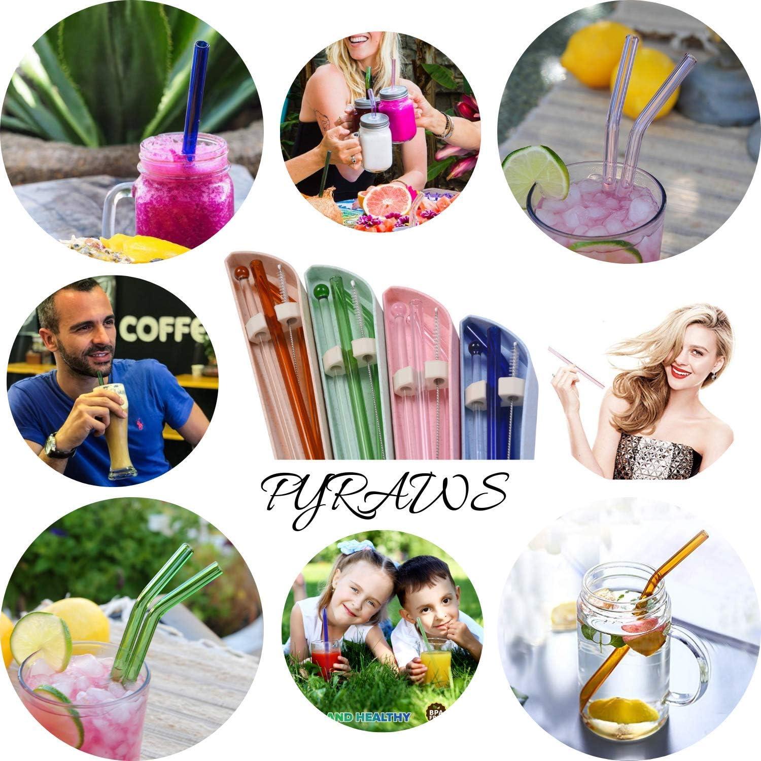 Set de Popotes de Vidrio Reutilizables PYRAWS con Estuche