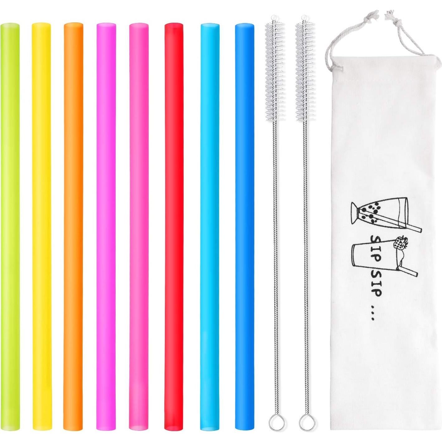 Pajitas Reutilizables Extra Anchas Hiware 26.67 cm - 8 Pcs Multicolor