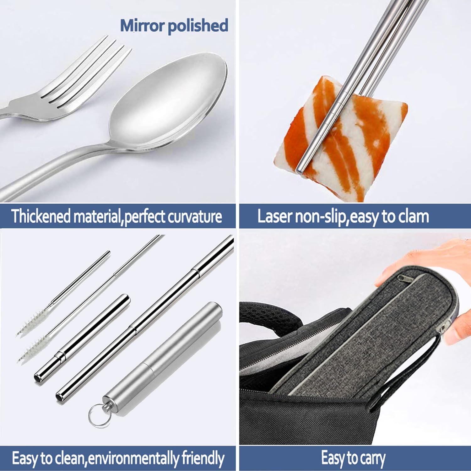 Juego de Cubiertos Reutilizables Hommaly con Estuche Portátil