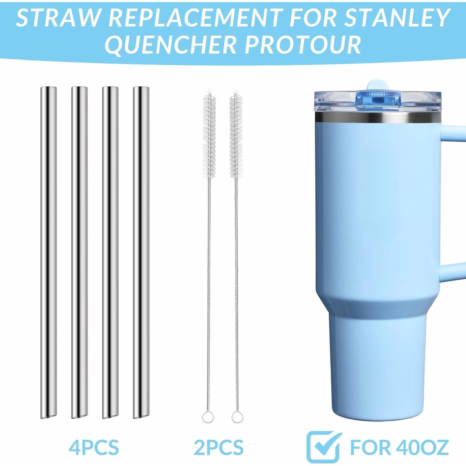 Juego de 4 Popotes de Metal YINORD para Stanley Quencher 40oz