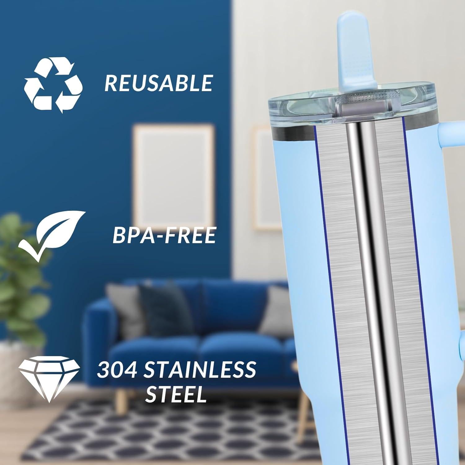 Juego de 4 Popotes de Metal YINORD para Stanley Quencher 40oz