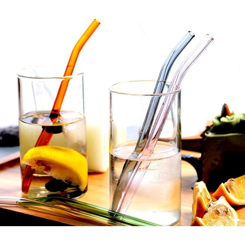 Popotes de Vidrio Reutilizables BOLLOVI 20 cm Set 12 Rosados