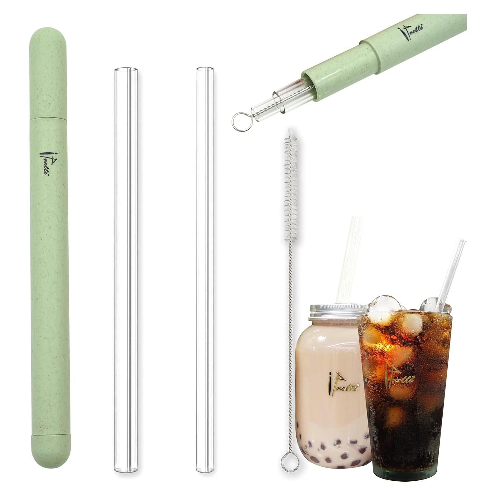 Juego de Popotes de Vidrio Reutilizables Ipretti 7mm y 12mm
