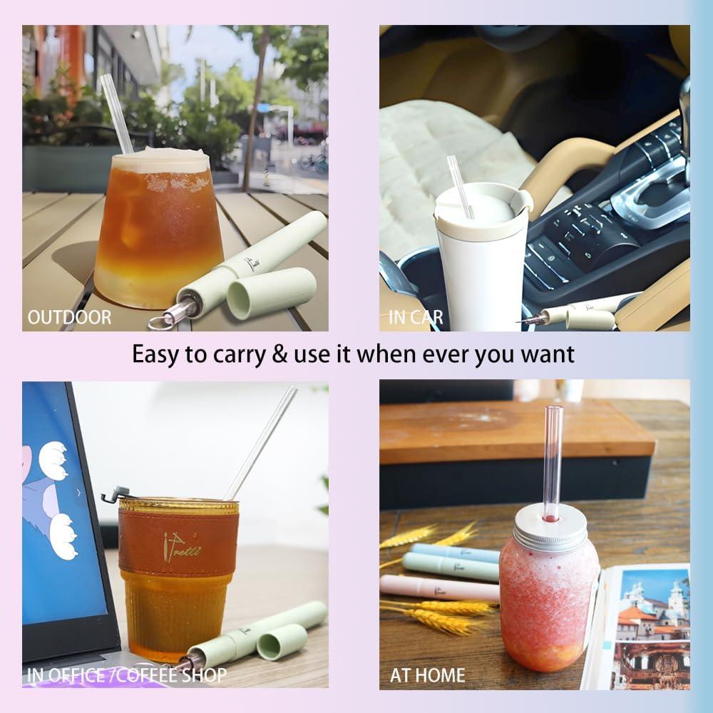 Juego de Popotes de Vidrio Reutilizables Ipretti 7mm y 12mm