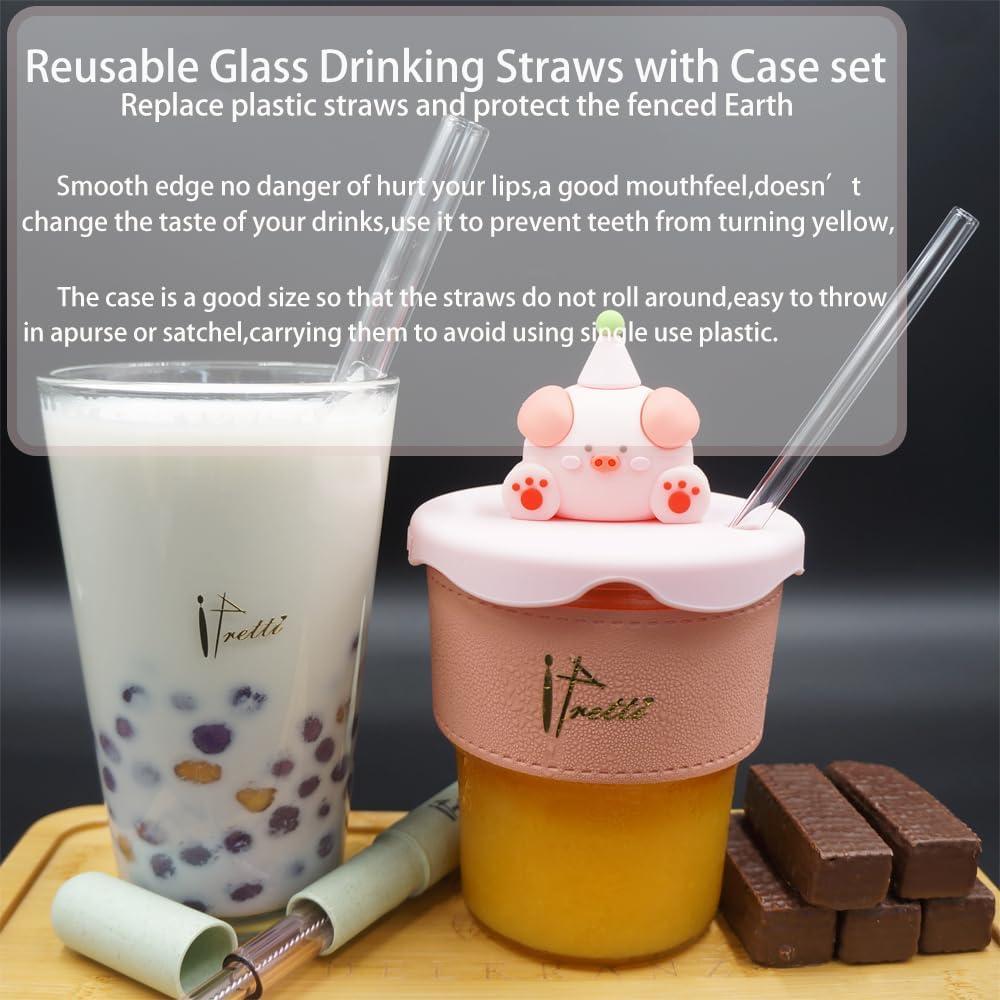 Juego de Popotes de Vidrio Reutilizables Ipretti 7mm y 12mm