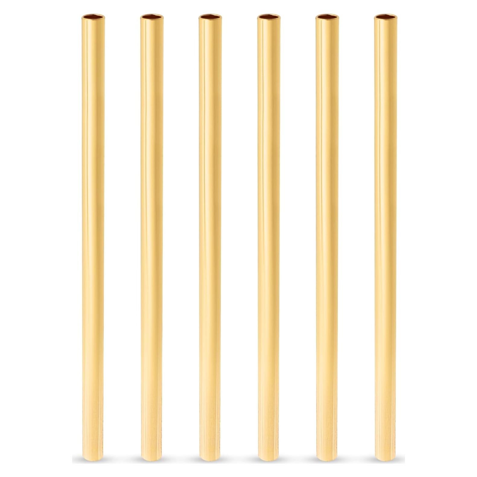 Set de 6 Popotes de Acero Inoxidable Dorado Viski 12.7 cm