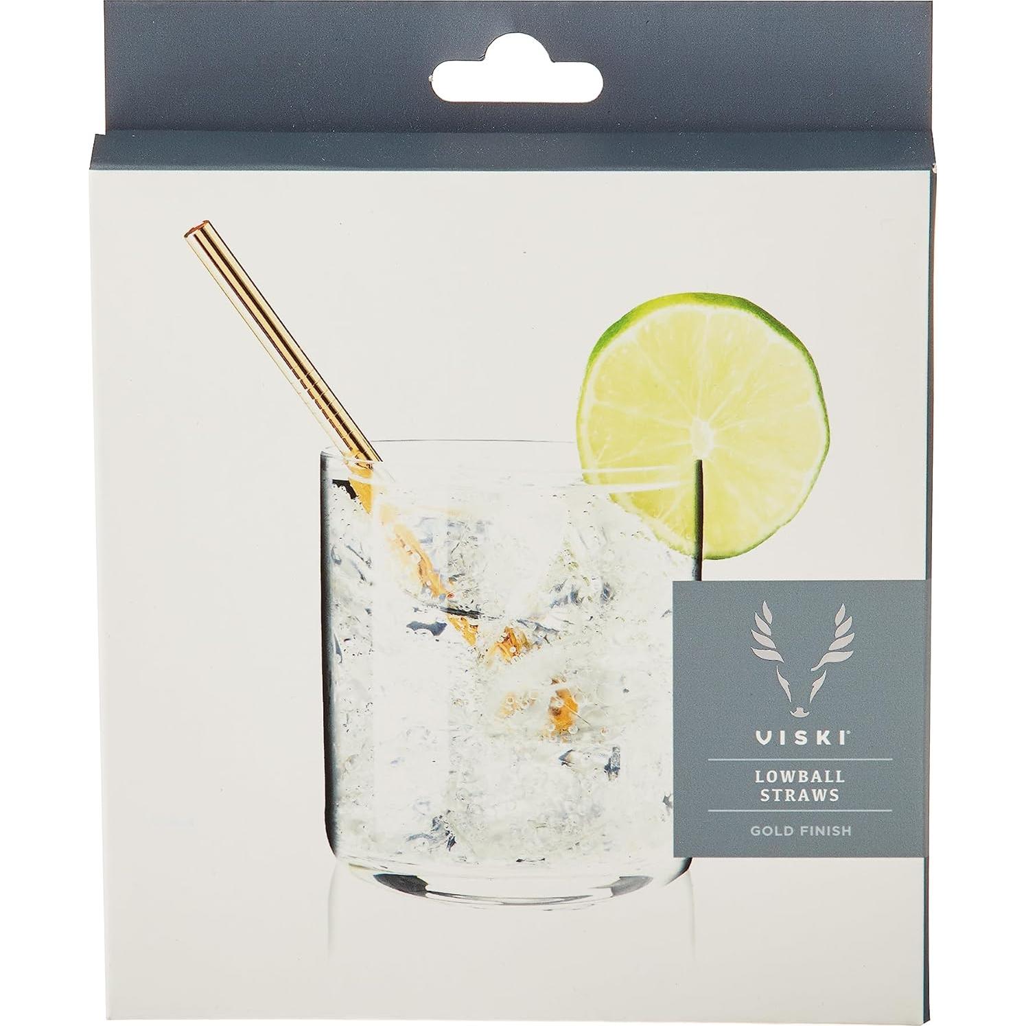 Set de 6 Popotes de Acero Inoxidable Dorado Viski 12.7 cm