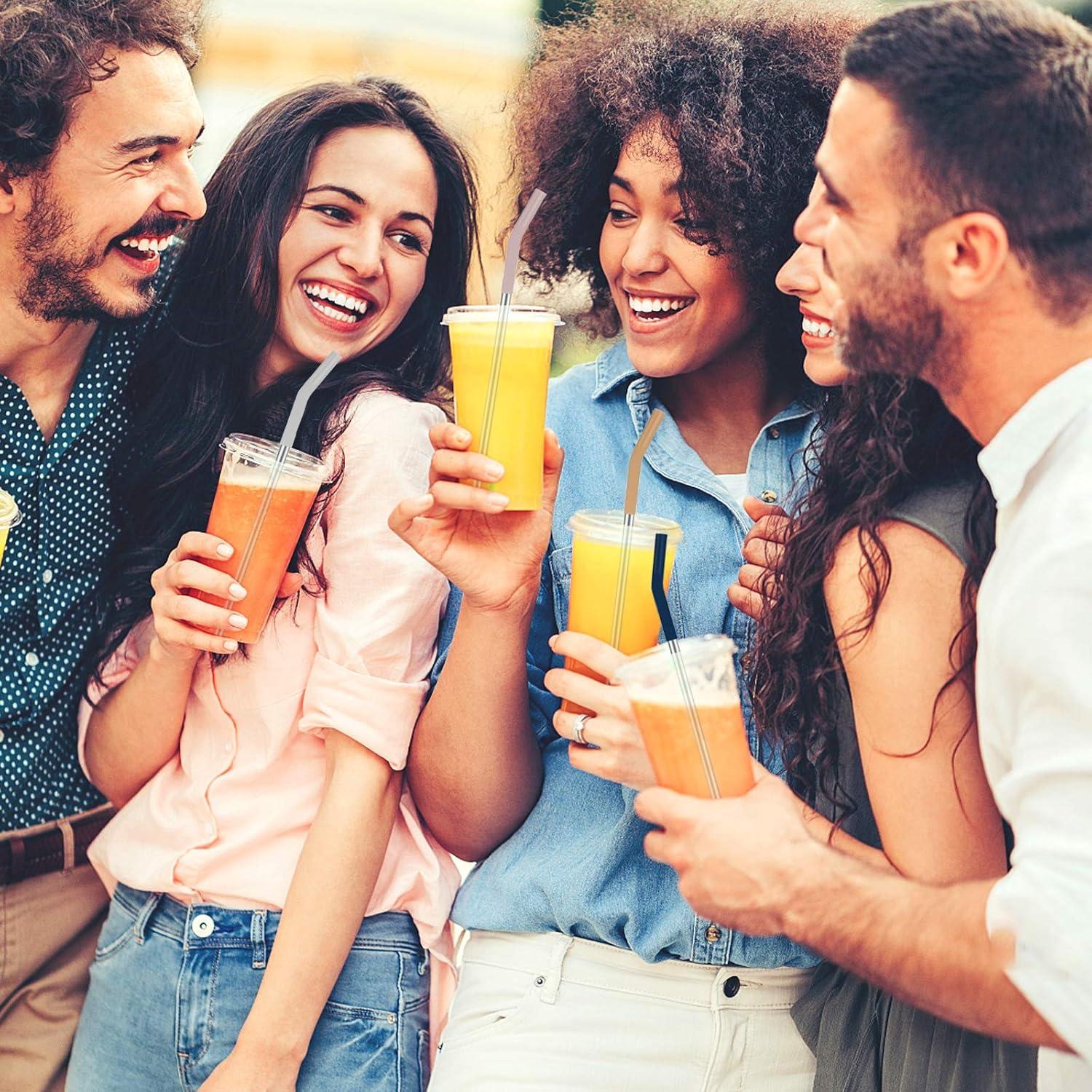 Set de 6 Pajitas de Acero Inoxidable Tronco con Puntas de Silicona