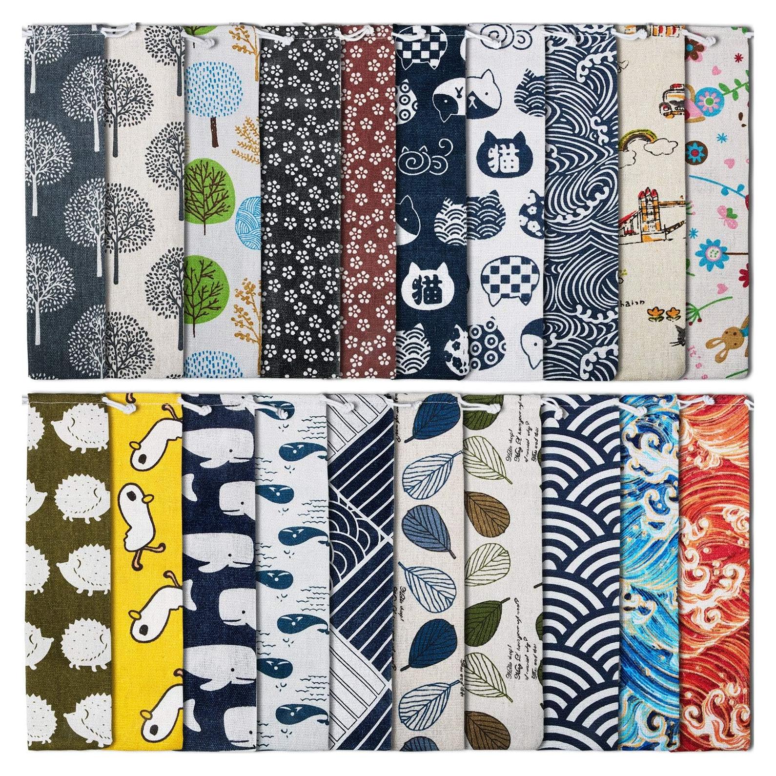 Funda para Pajitas Outus 20 Piezas Lona Reutilizable 26x6 cm