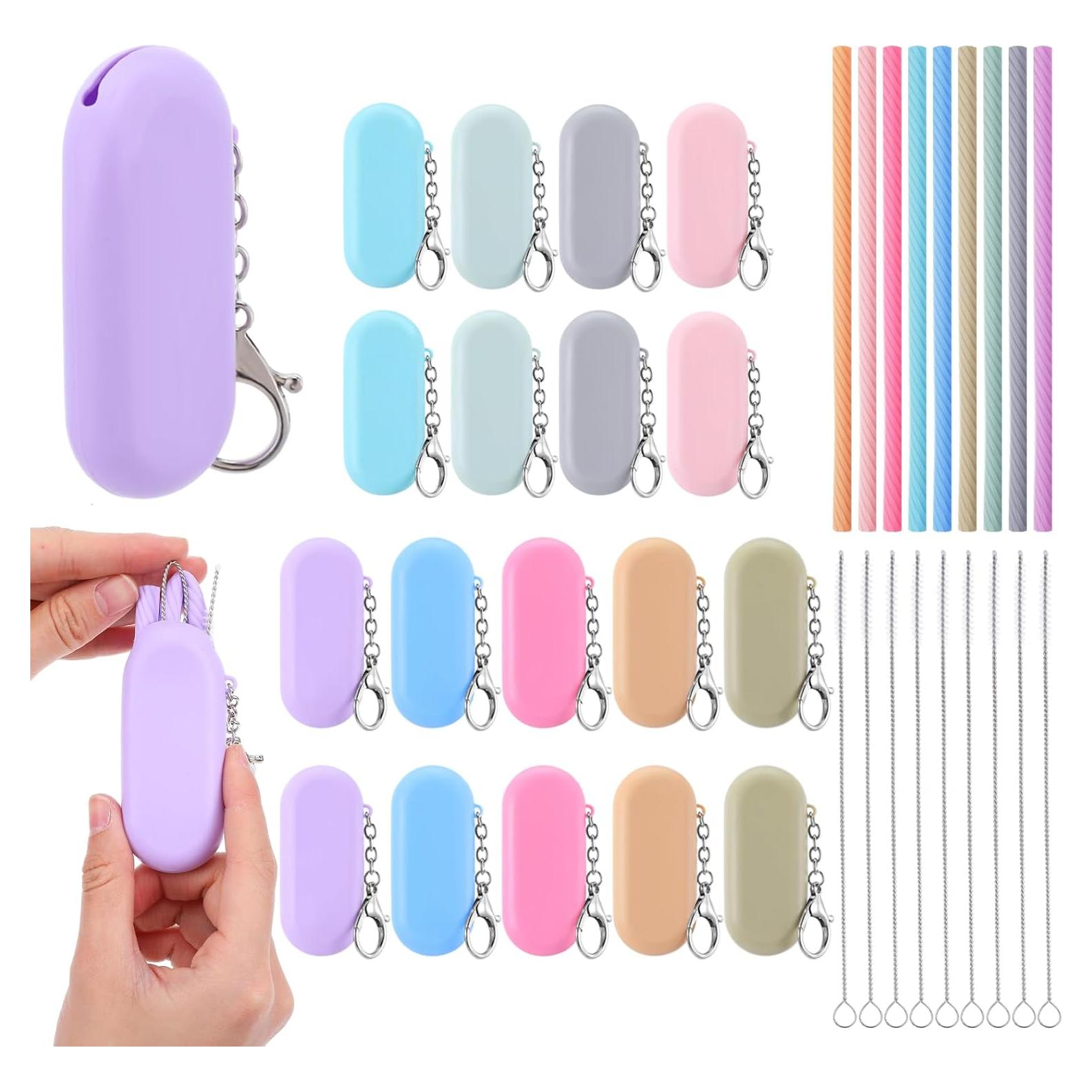 18 Pajitas de Silicona Reutilizables Mekueeex con Estuche