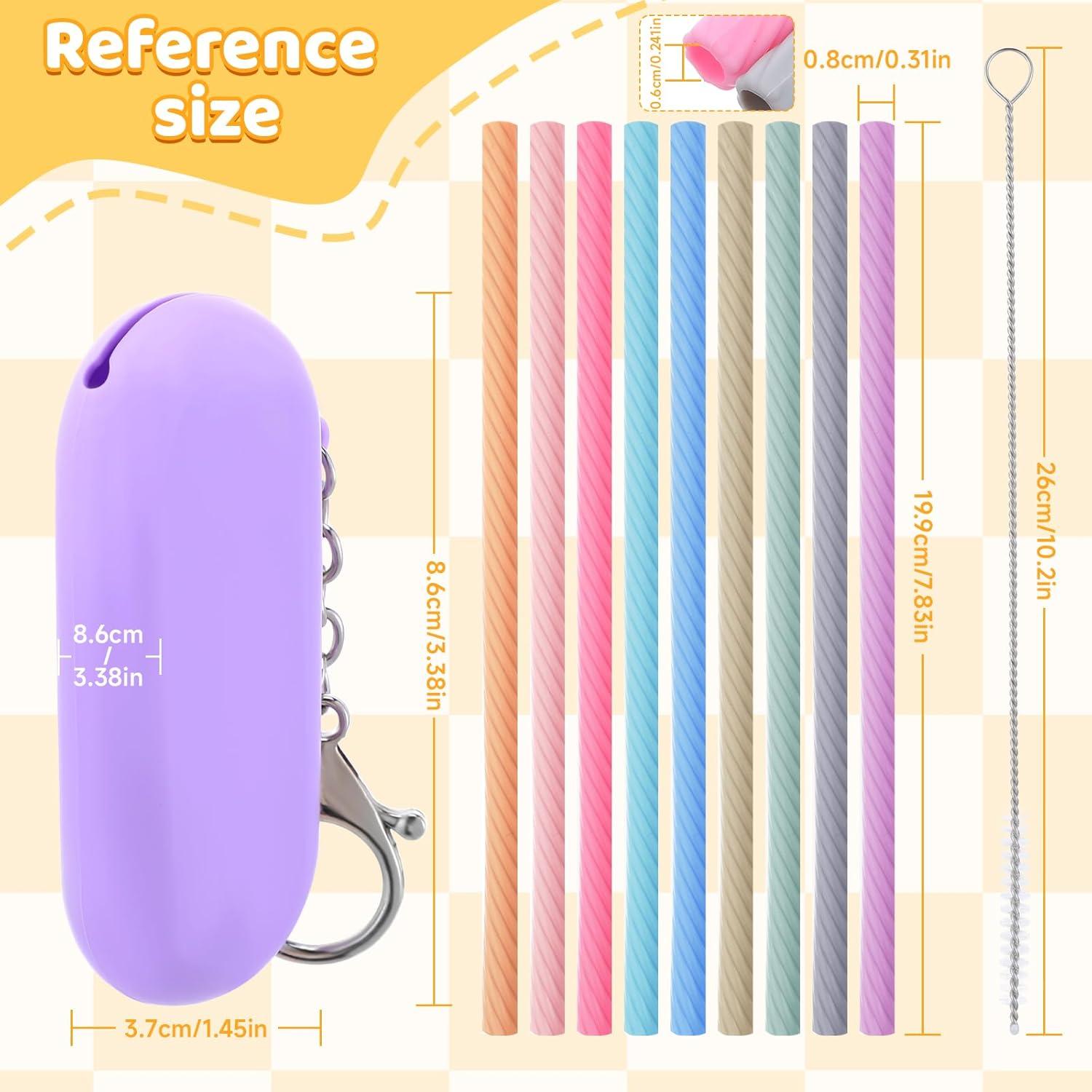 18 Pajitas de Silicona Reutilizables Mekueeex con Estuche