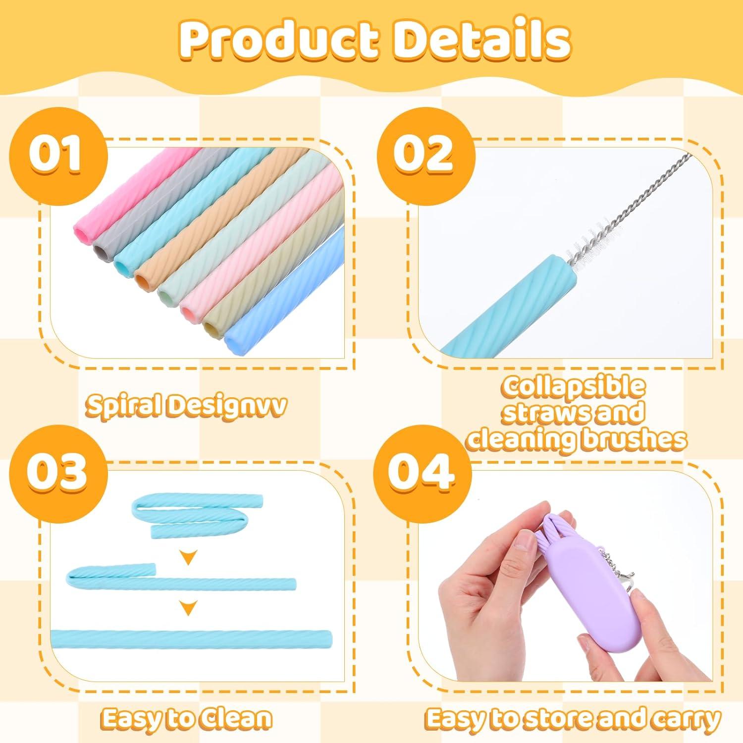 18 Pajitas de Silicona Reutilizables Mekueeex con Estuche