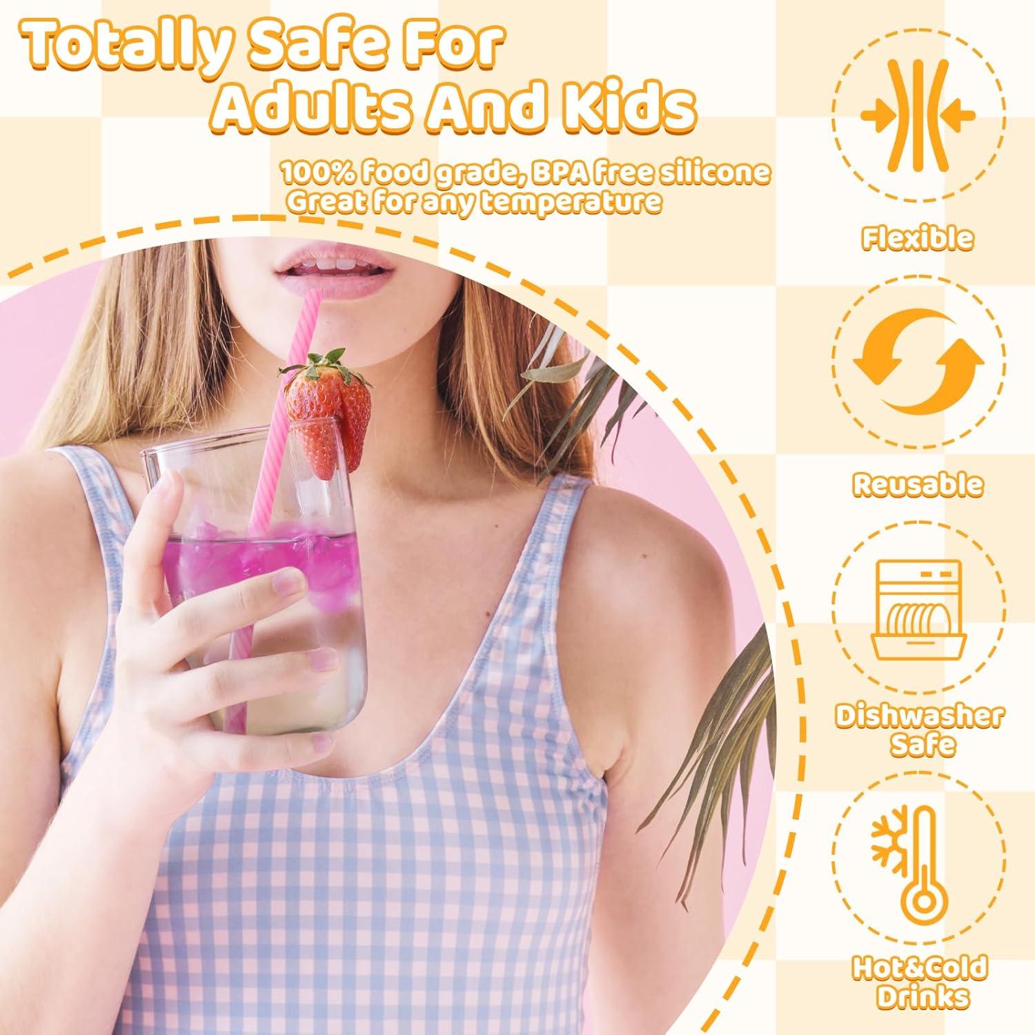 18 Pajitas de Silicona Reutilizables Mekueeex con Estuche