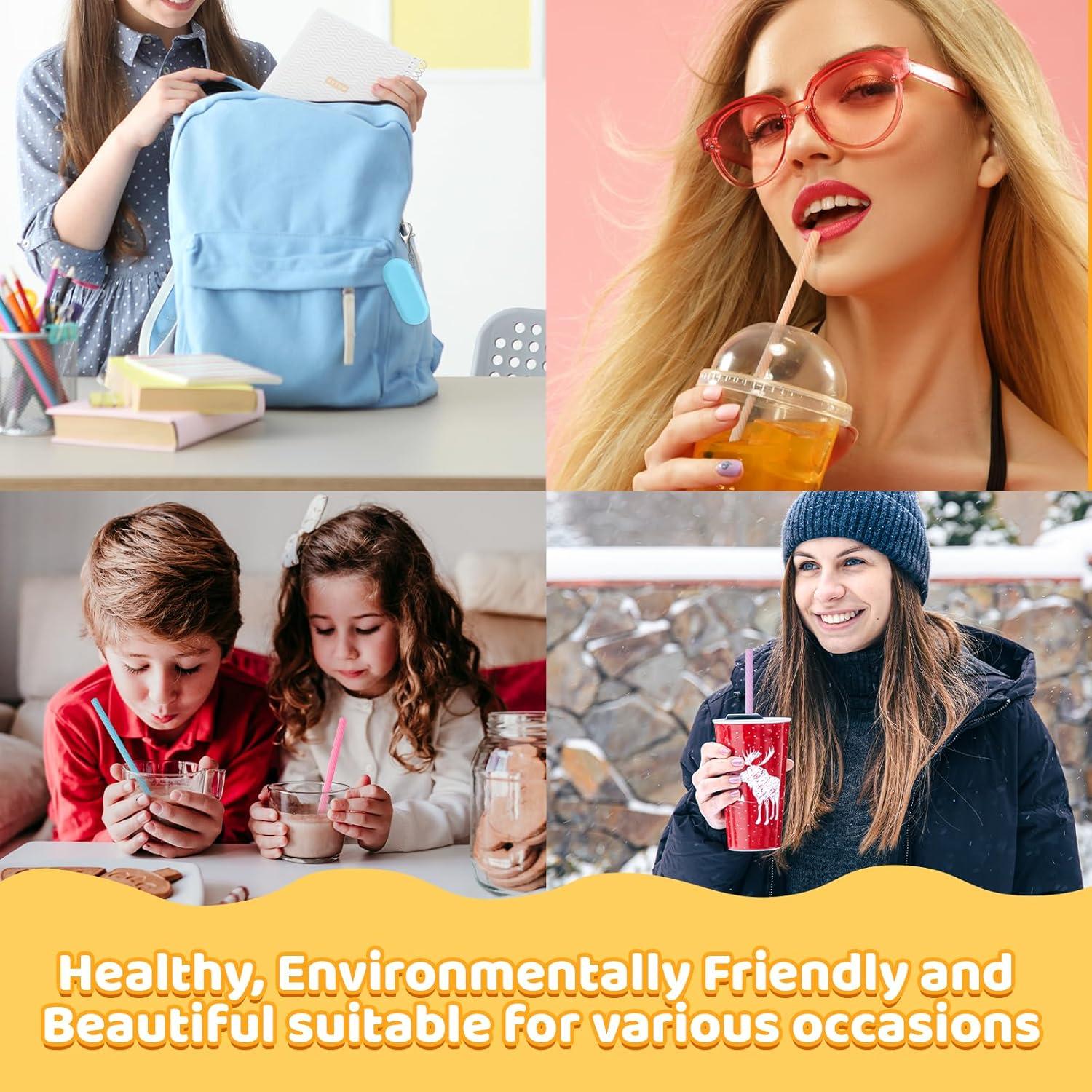 18 Pajitas de Silicona Reutilizables Mekueeex con Estuche