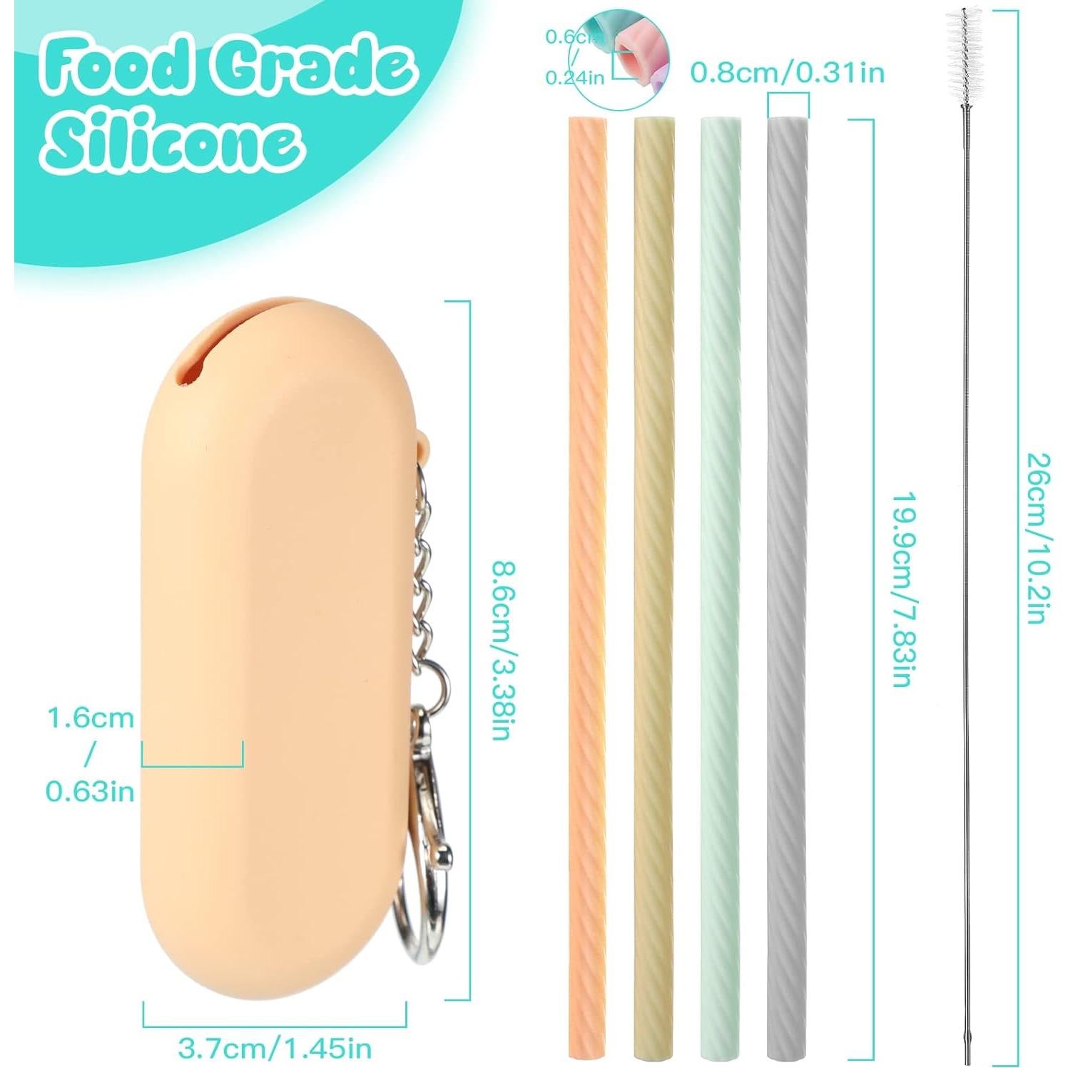 Set de Pajitas de Silicona Reutilizables Meanplan 4 Piezas