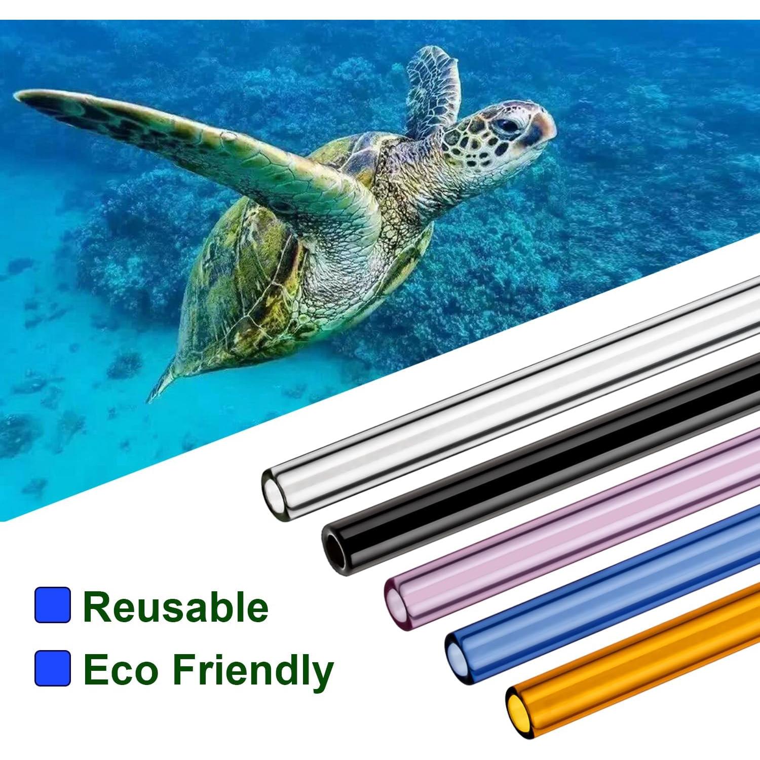 Popotes de vidrio LIFEHIM 9" (22.86 cm) 8mm reutilizables