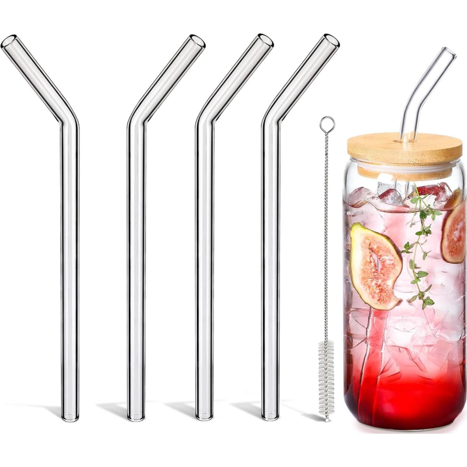 Popotes de vidrio LIFEHIM 9" (22.86 cm) 8mm reutilizables