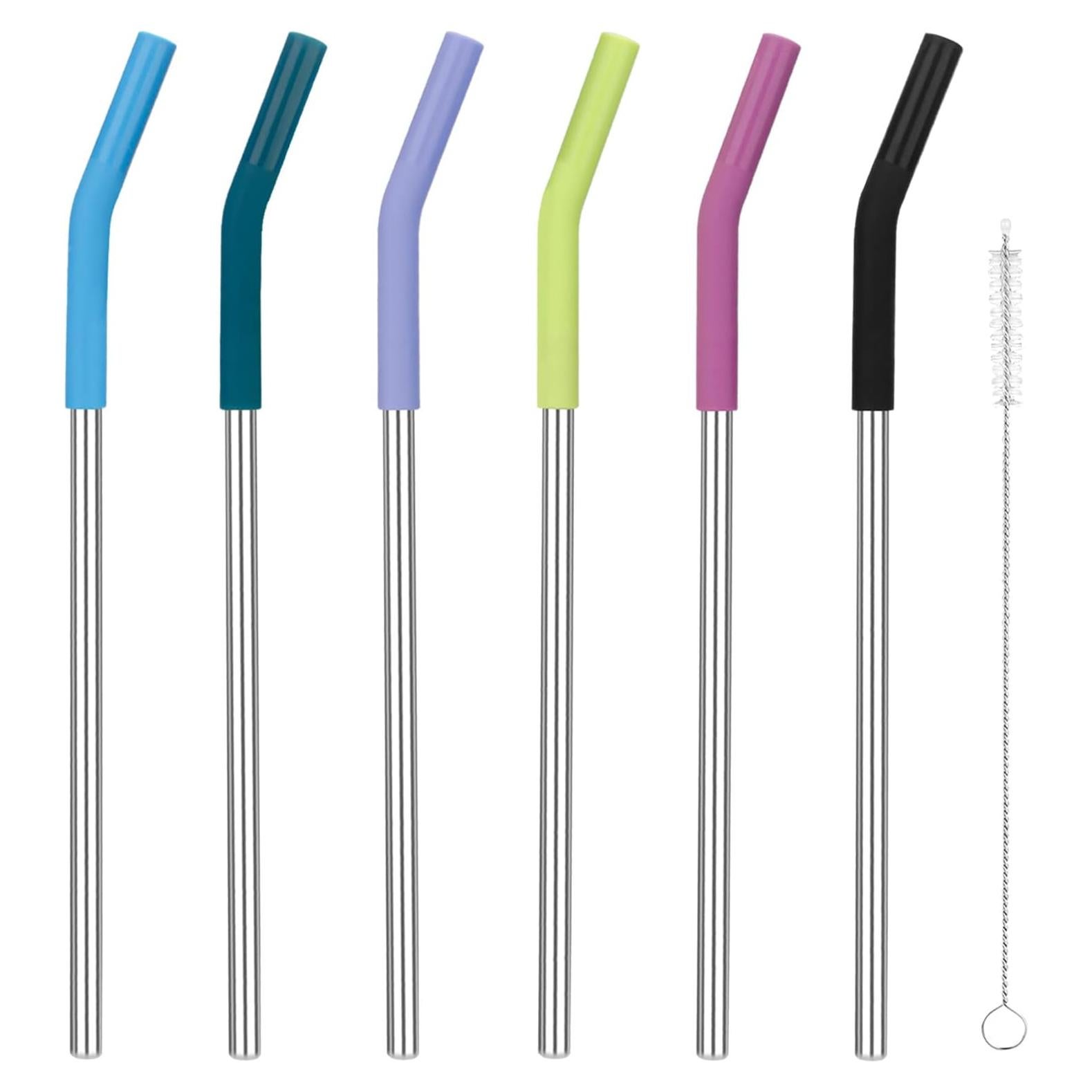 Conjunto de 6 Pajitas Reutilizables Zenbo Acero Inoxidable Silicona