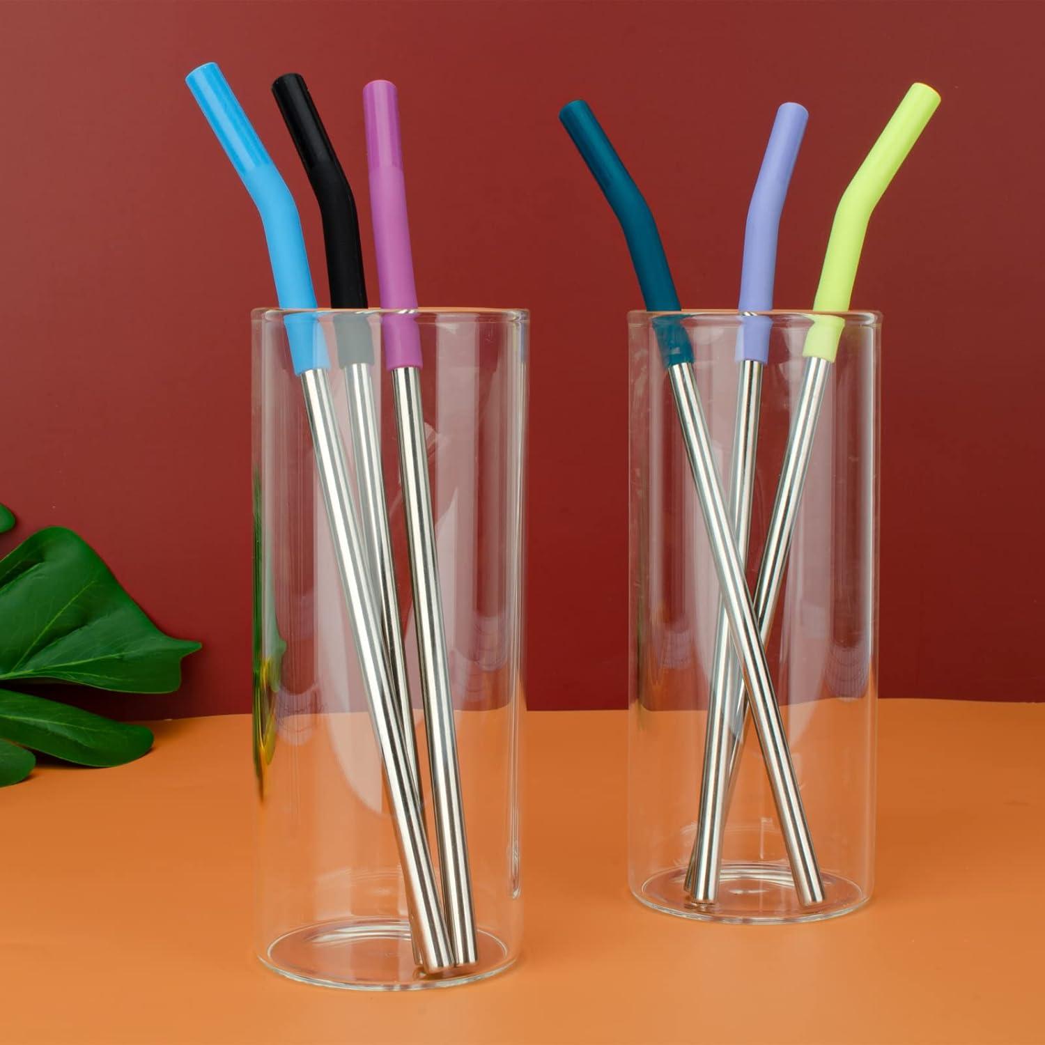 Conjunto de 6 Pajitas Reutilizables Zenbo Acero Inoxidable Silicona