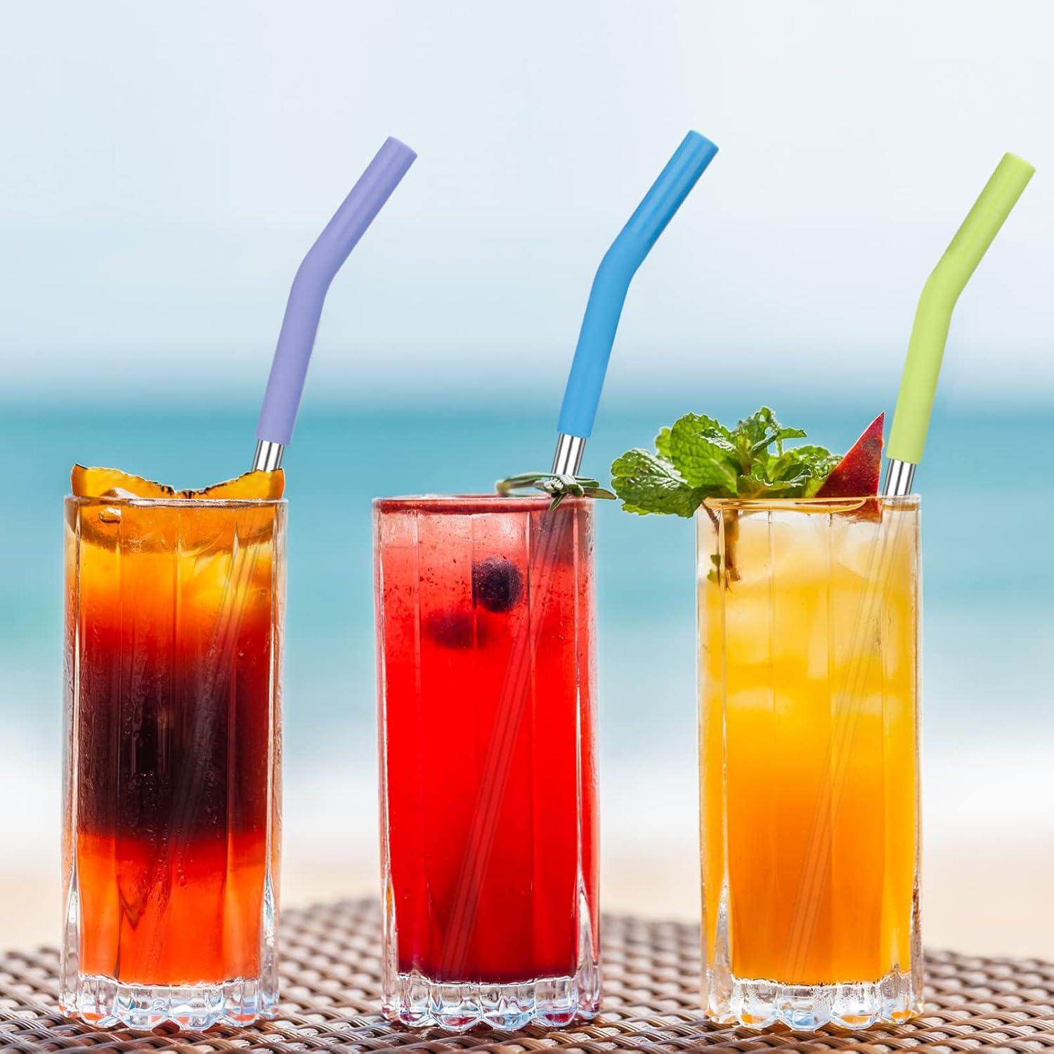 Conjunto de 6 Pajitas Reutilizables Zenbo Acero Inoxidable Silicona