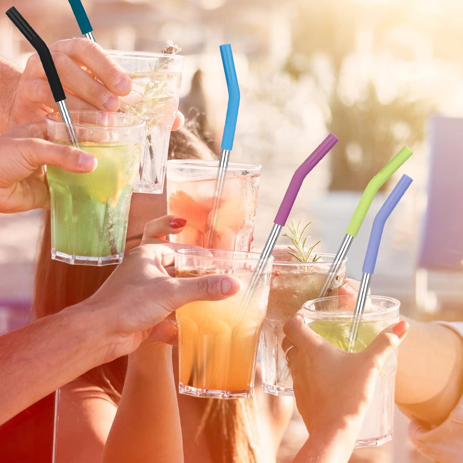 Conjunto de 6 Pajitas Reutilizables Zenbo Acero Inoxidable Silicona