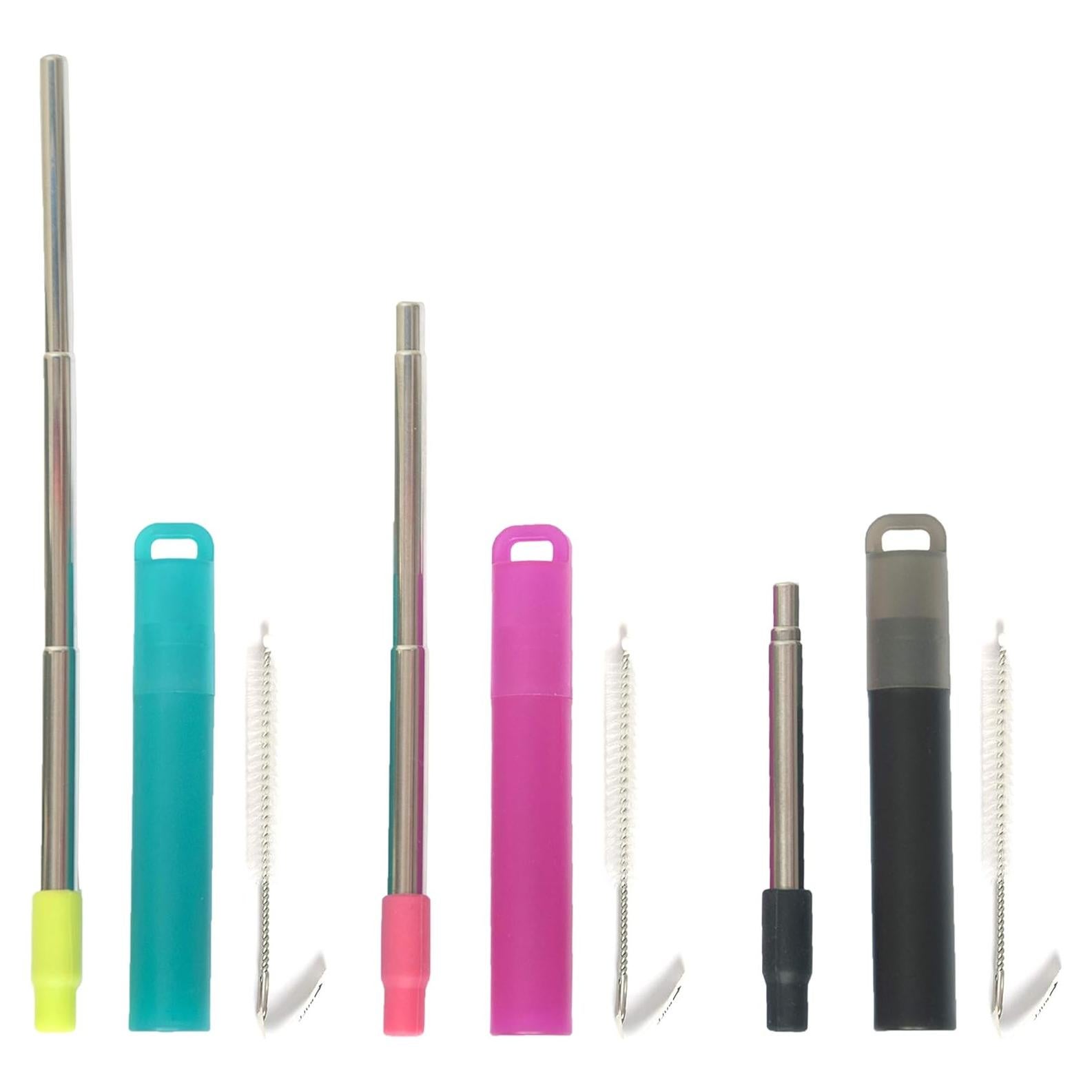 Popotes de Metal Reutilizables MANGKHUT 3 Pack Telescópicos