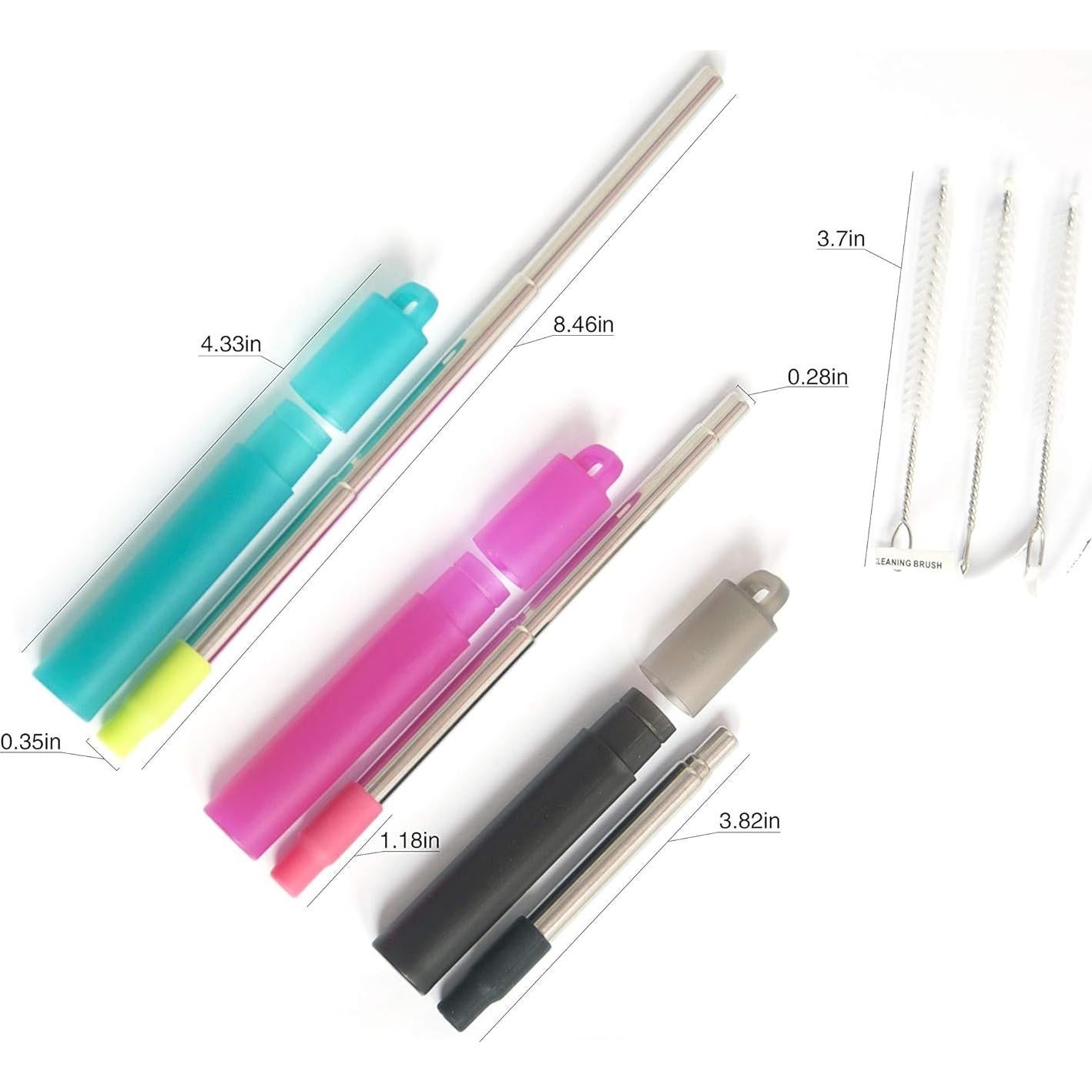 Popotes de Metal Reutilizables MANGKHUT 3 Pack Telescópicos