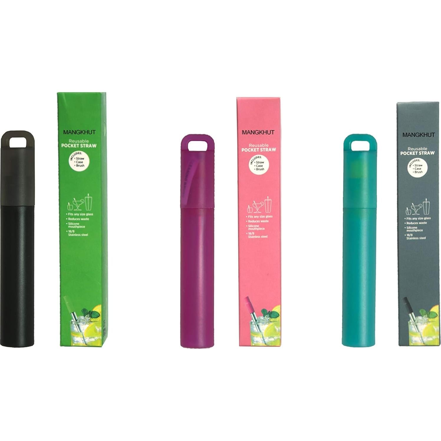 Popotes de Metal Reutilizables MANGKHUT 3 Pack Telescópicos