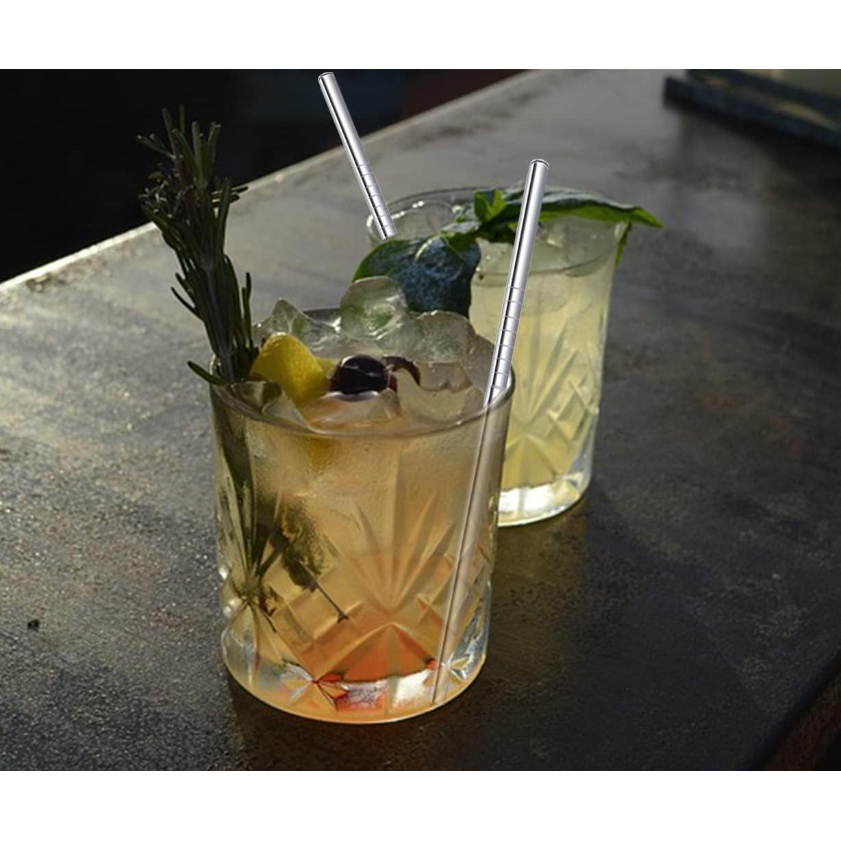 Juego de Popotes de Cóctel Cortos Morneve de Acero Inoxidable 8 Piezas