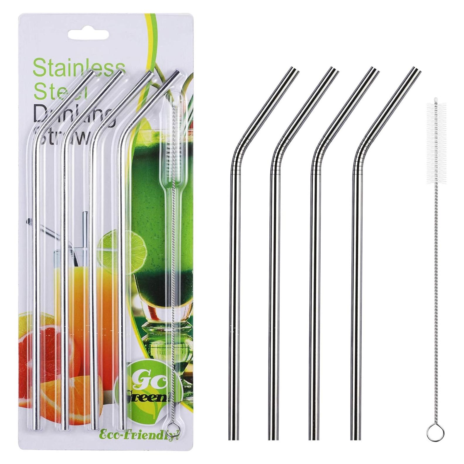 4 Pajitas de Acero Inoxidable Reutilizables RawNori 21.5cm