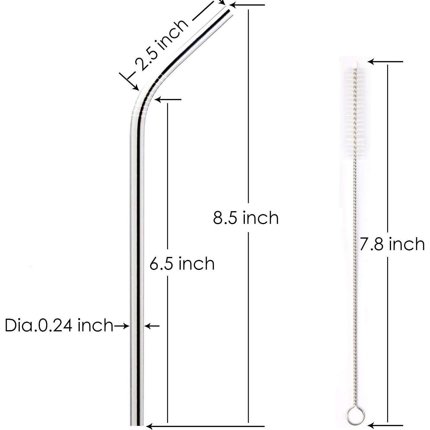 4 Pajitas de Acero Inoxidable Reutilizables RawNori 21.5cm