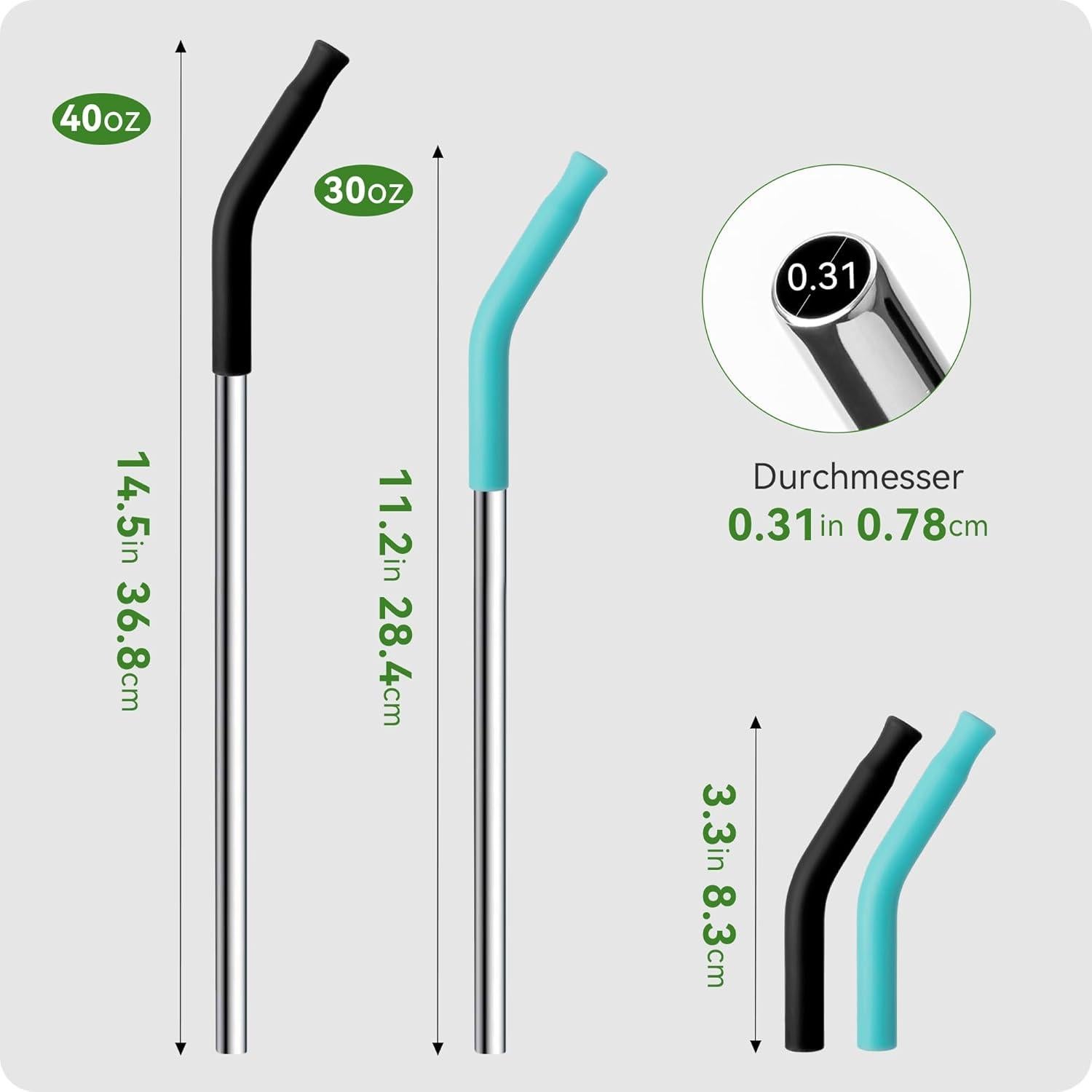 Popotes Metálicos Reutilizables Snowfall 31 cm y 24 cm con Silicona