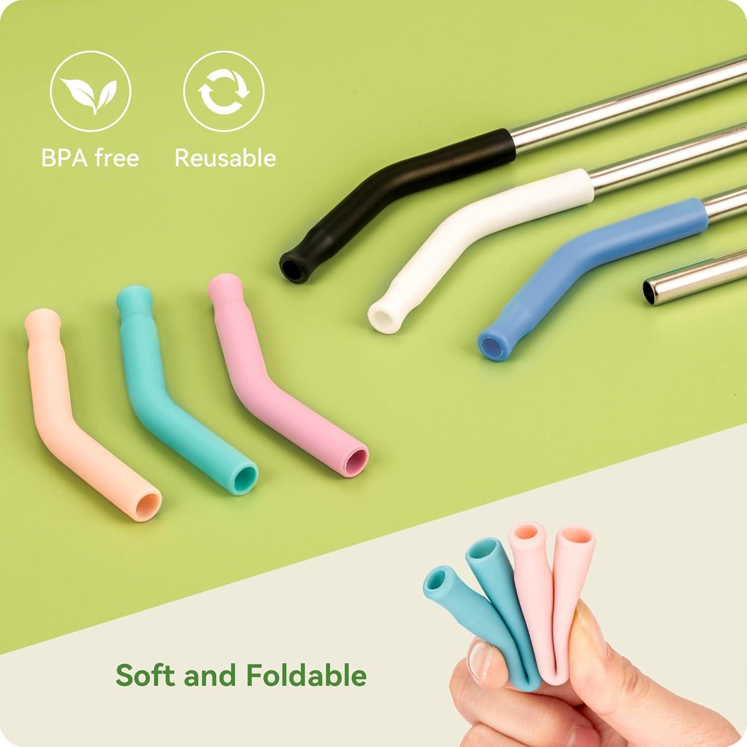 Popotes Metálicos Reutilizables Snowfall 31 cm y 24 cm con Silicona