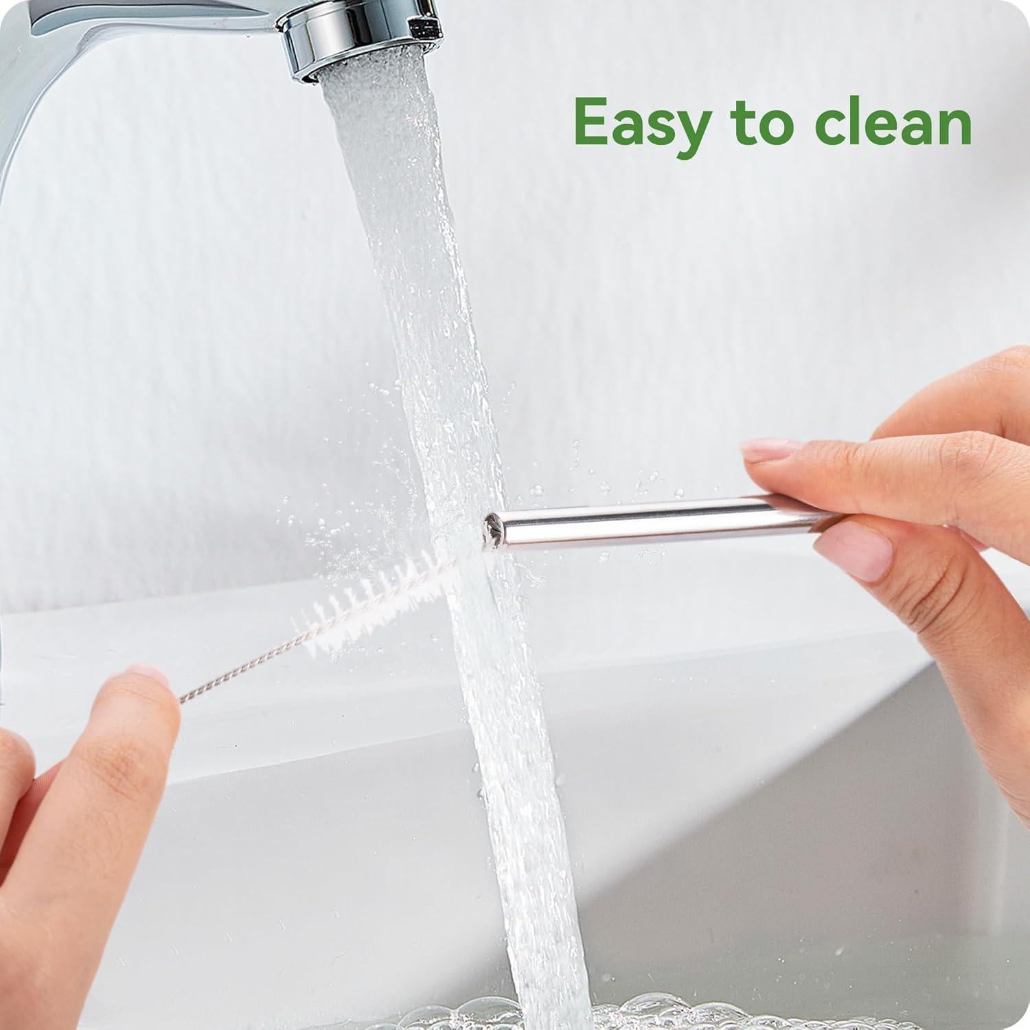 Popotes Metálicos Reutilizables Snowfall 31 cm y 24 cm con Silicona