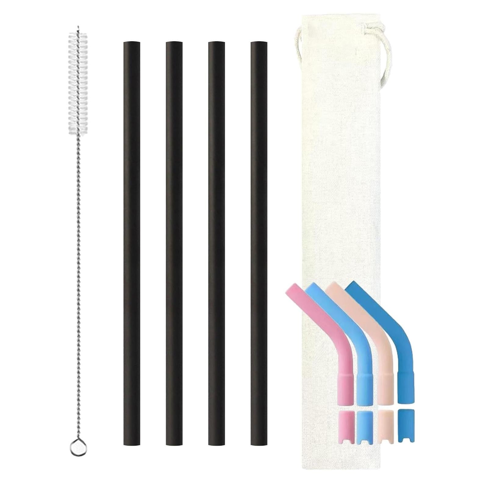 Popotes Reutilizables de Titanio WEQIE con Puntas de Silicona 4 Pzas