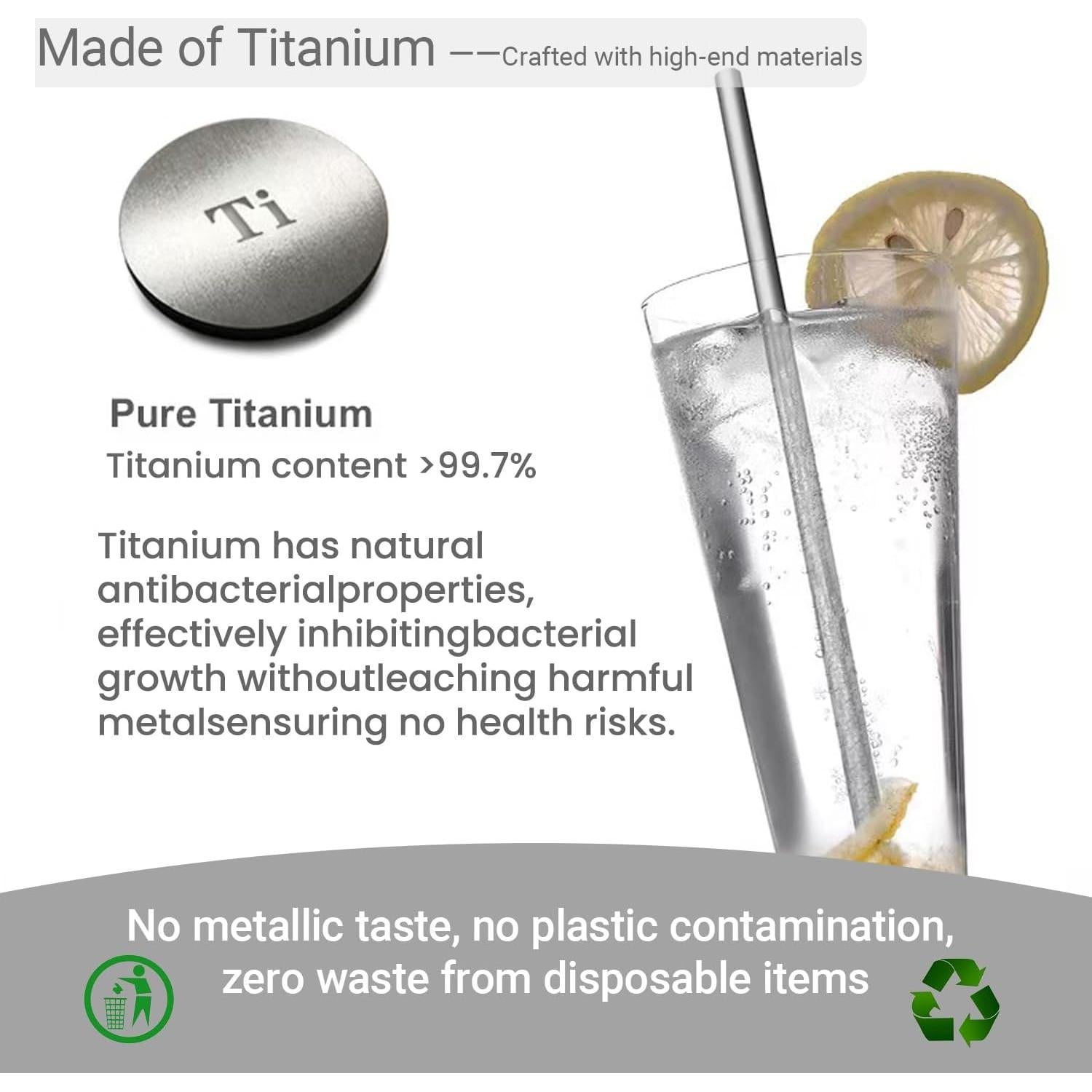 Popotes Reutilizables de Titanio WEQIE con Puntas de Silicona 4 Pzas