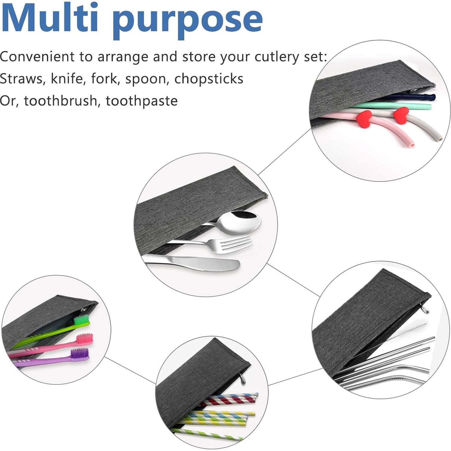 Funda Reutilizable para Utensilios de Viaje Aosbos - Gris