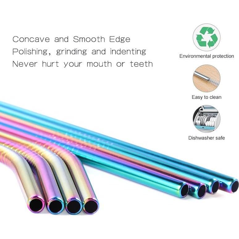 Paquete de 12 Pajitas Reutilizables de Acero Inoxidable Zam Imports