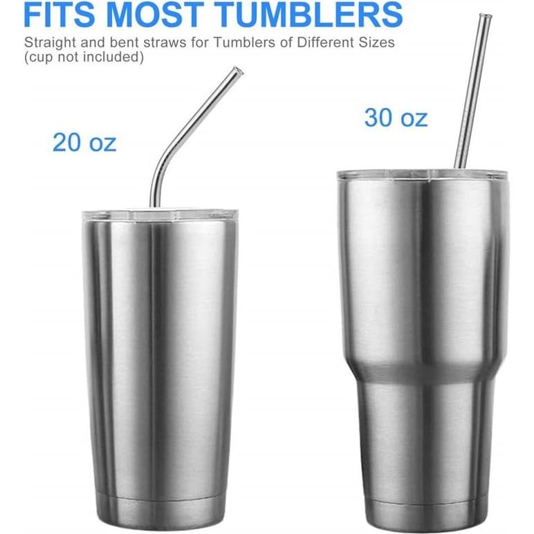 Paquete de 12 Pajitas Reutilizables de Acero Inoxidable Zam Imports