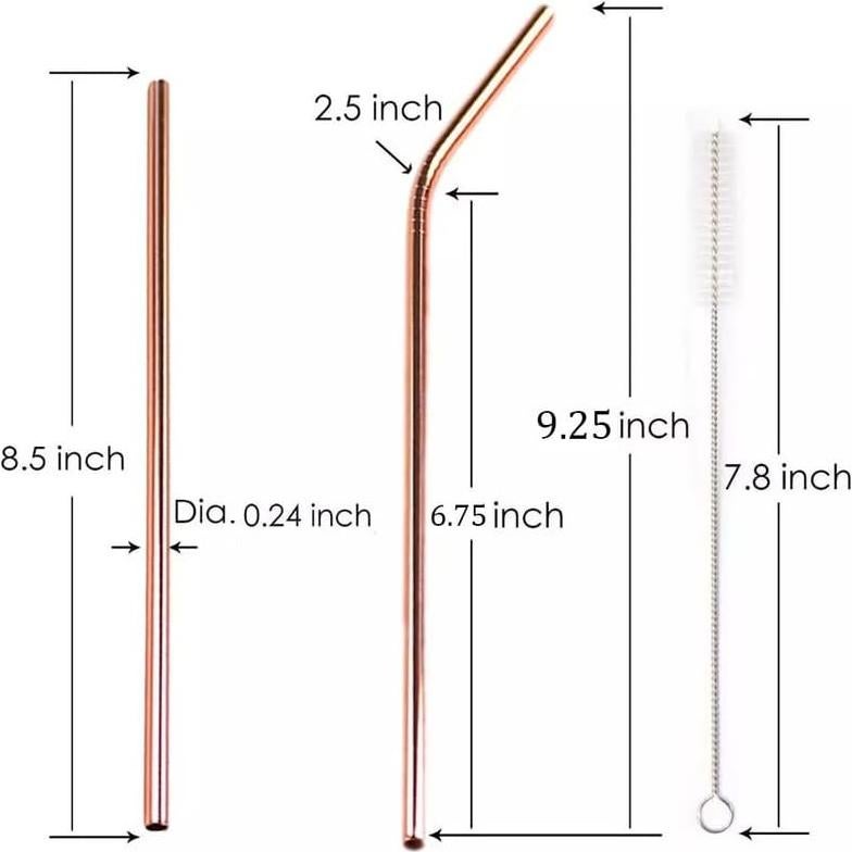 Paquete de 12 Pajitas Reutilizables de Acero Inoxidable Zam Imports