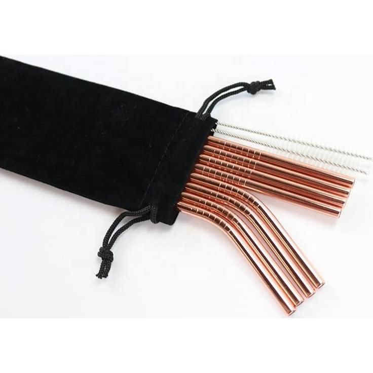 Paquete de 12 Pajitas Reutilizables de Acero Inoxidable Zam Imports