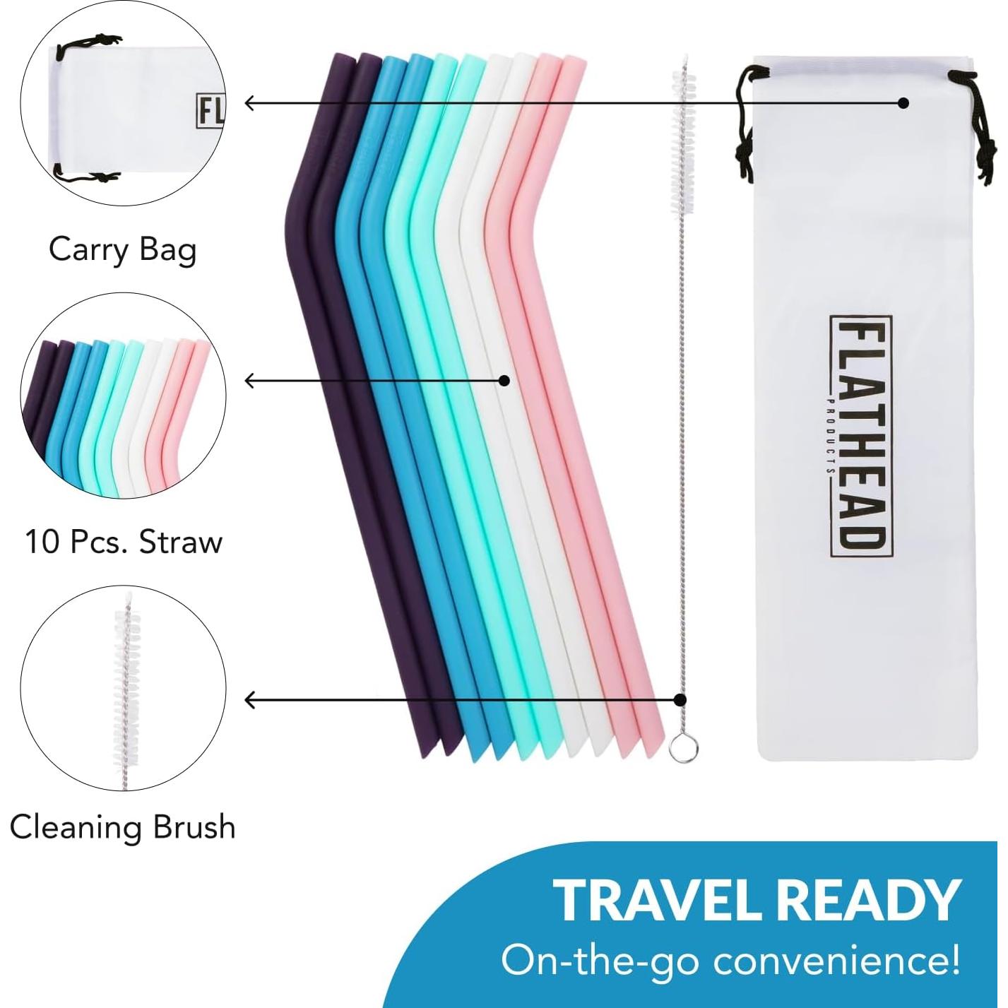 Popotes de Silicona Reutilizables Flathead - Juego de 10