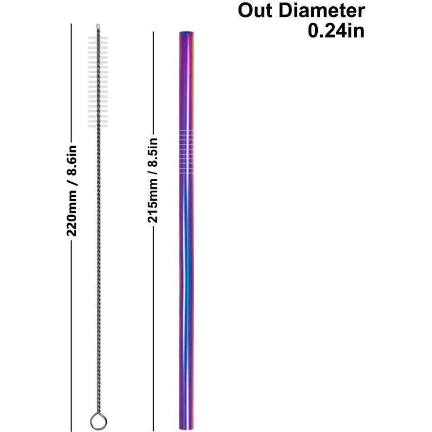 Popotes de Acero Inoxidable Turbokey 8.5" Reutilizables 10 Piezas