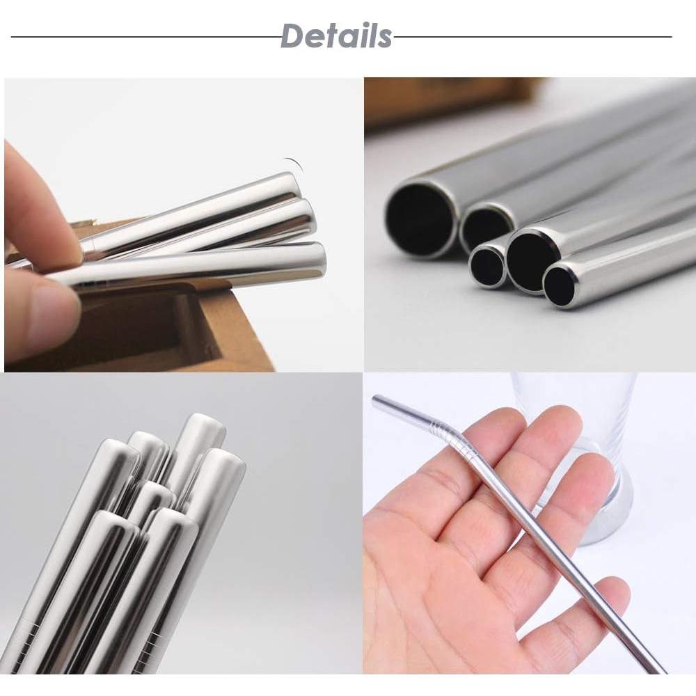 Popotes de Acero Inoxidable Turbokey 8.5" Reutilizables 10 Piezas