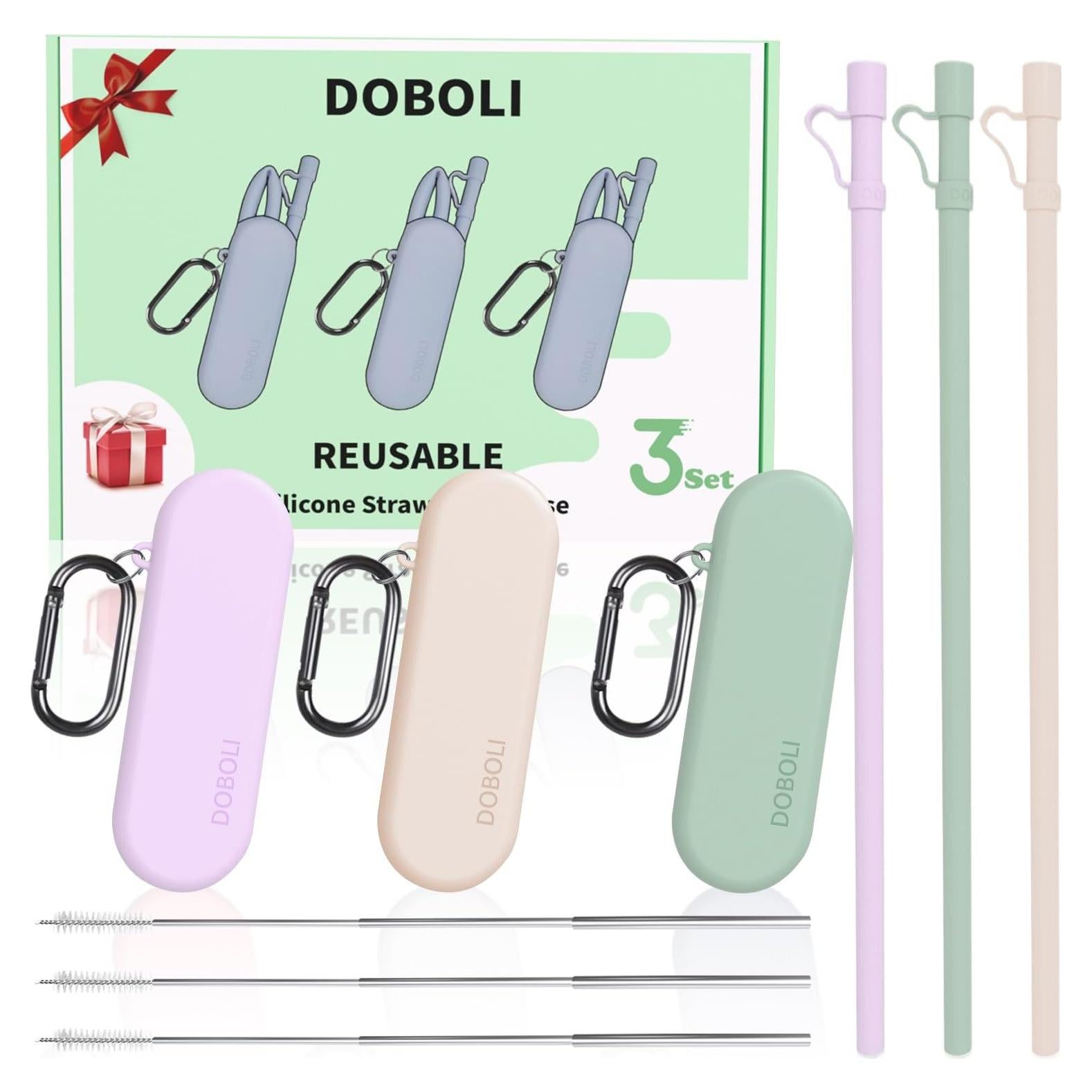 Popotes Reutilizables Doboli 30.48 cm con Estuche y Cepillos