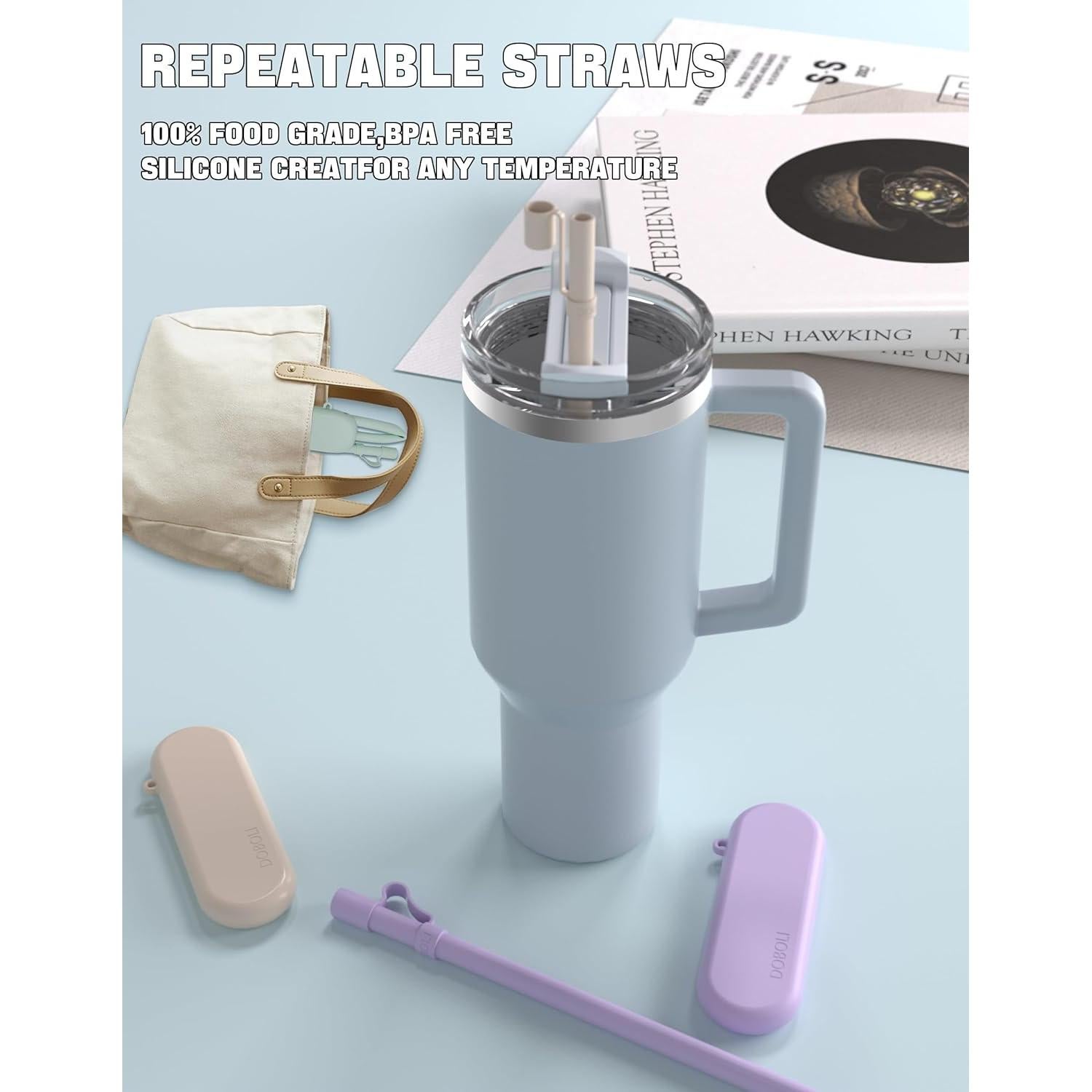 Popotes Reutilizables Doboli 30.48 cm con Estuche y Cepillos